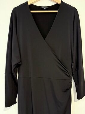 Universal Standard Wrap Dress - Black Small Dolman Sleeves